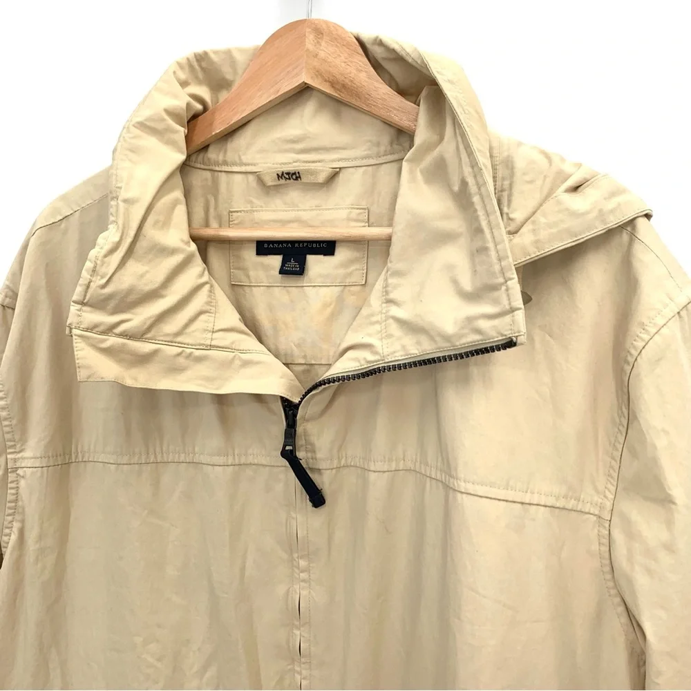 Banana Republic Men’s Jacket Y2K Front Zip Medium Weight w/ Zip Up Hood Large